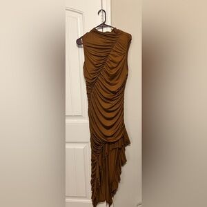 Elegant copper evening dress. Silk